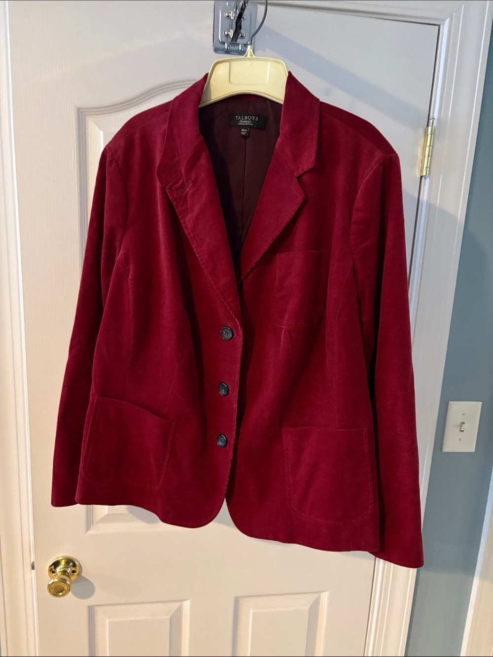 Talbots Deep Red Velvet Blazer Jacket